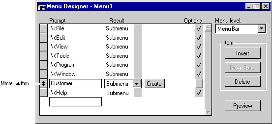 CustomizeMenu screenshot foxpro